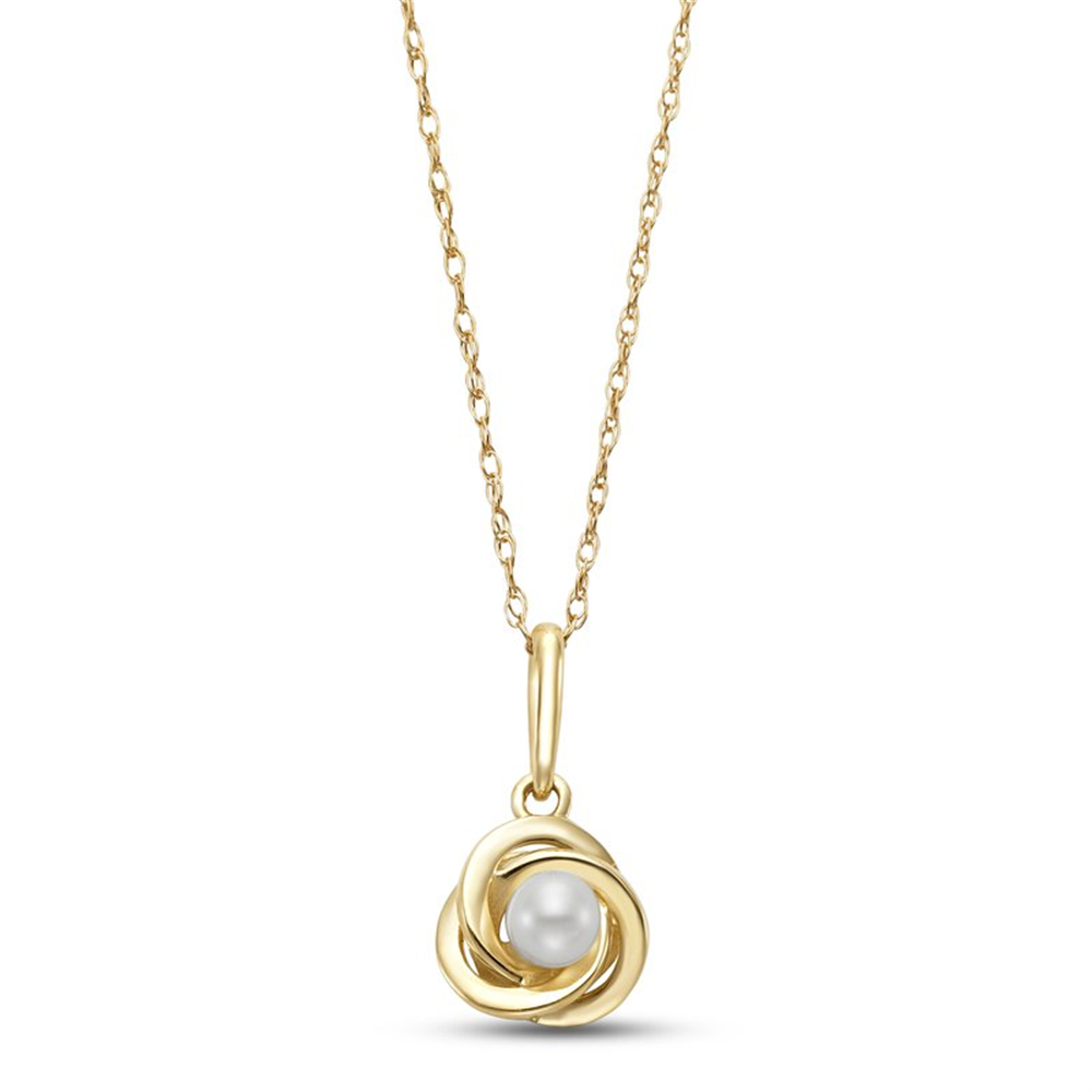 The Mastoloni Pearls 3.5MM Freshwater Pearl Pendant features a 14K yellow twisted gold halo design, displayed on a plain white background.