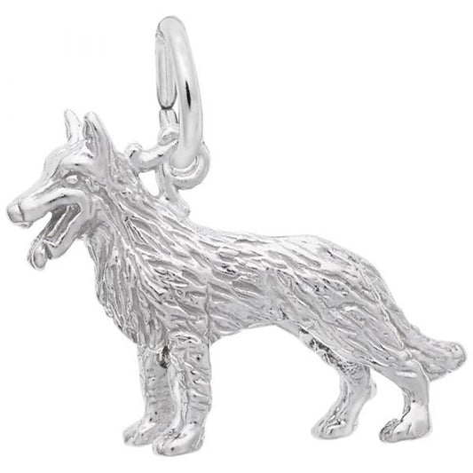 German Shepherd Dog Charm / Sterling Silver