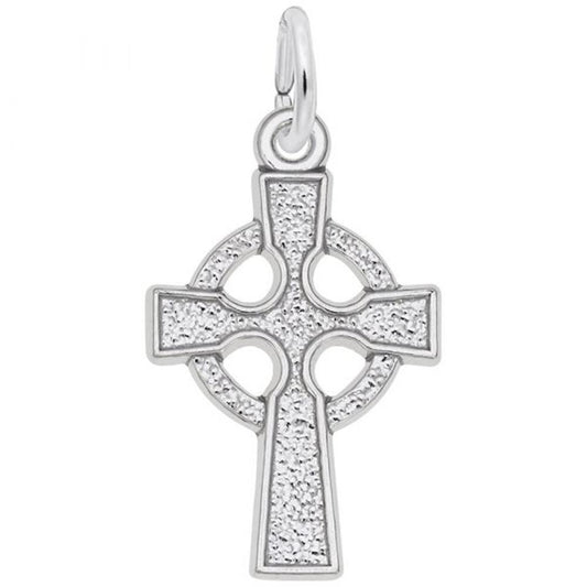 Product Description:
The Rembrandt Charms Celtic Cross Charm in sterling silver showcases elaborate detailing and includes a loop for easy attachment. This pendant features a textured inner design with smooth outer edges, blending classical religious imagery with decorative art.
