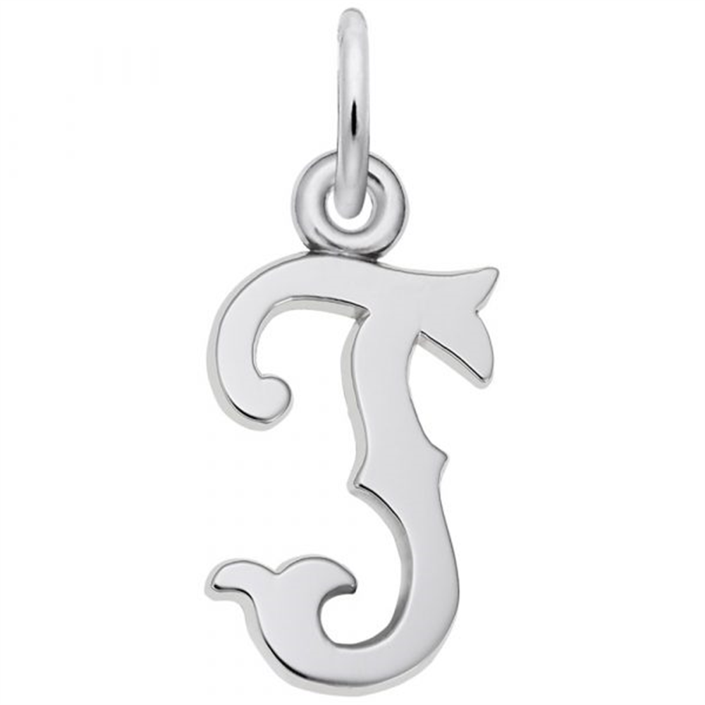 Blackletter Initial "T" Sterling Silver Charm