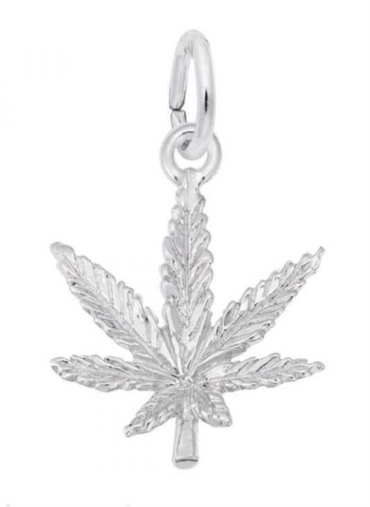 The Rembrandt Charms Marijuana Leaf Charm is a sterling silver piece intricately designed to resemble a detailed cannabis leaf with seven pointed, serrated leaflets. This unique charm includes a small loop, making it ideal for use on a necklace or bracelet, perfect for those who appreciate distinctive SS jewelry.