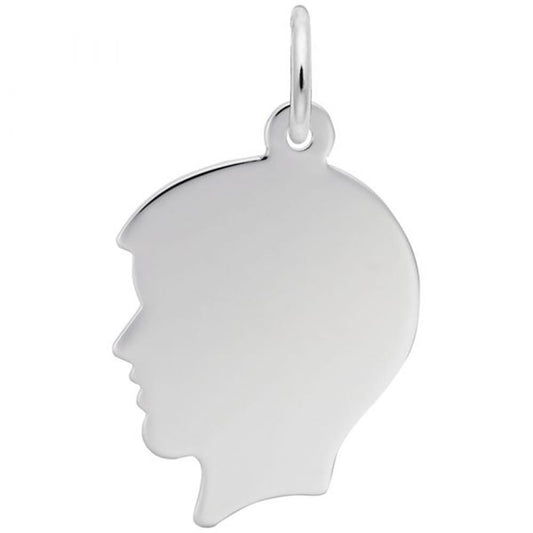 Engravable Boy's Head Charm in Sterling Silver