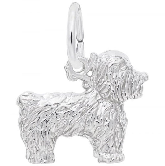 Bichon Frise Dog Charm in Sterling Silver