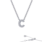 The Lafonn Letter C Pendant Necklace is an elegant silver piece with a diamond-encrusted letter C pendant. It features a fine, delicate chain and an adjustable clasp for a perfect fit.