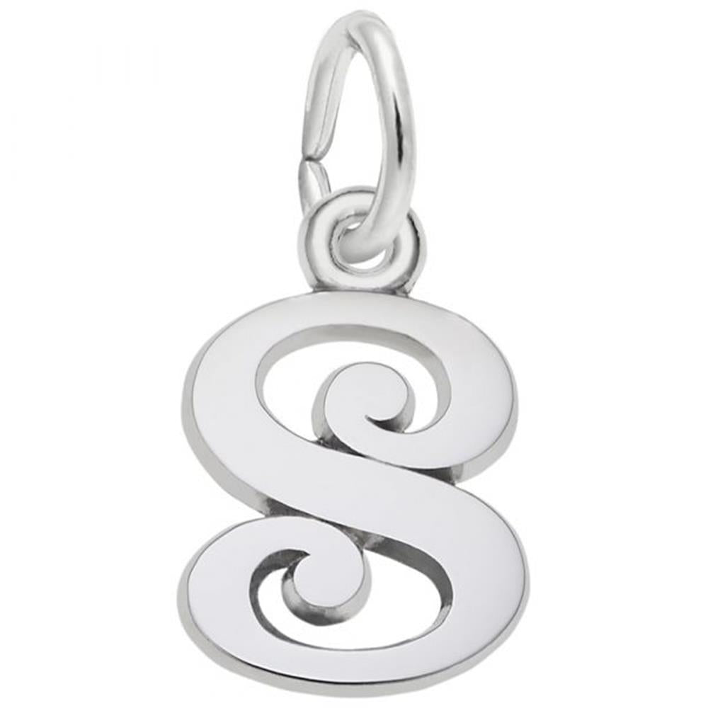 Curly Initial S Charm / Sterling Silver