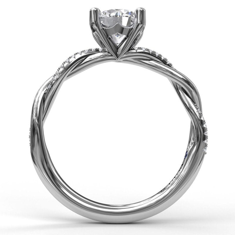 14K White Gold and Diamond Twist Engagement Ring | FANA