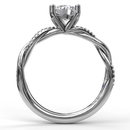 14K White Gold and Diamond Twist Engagement Ring | FANA