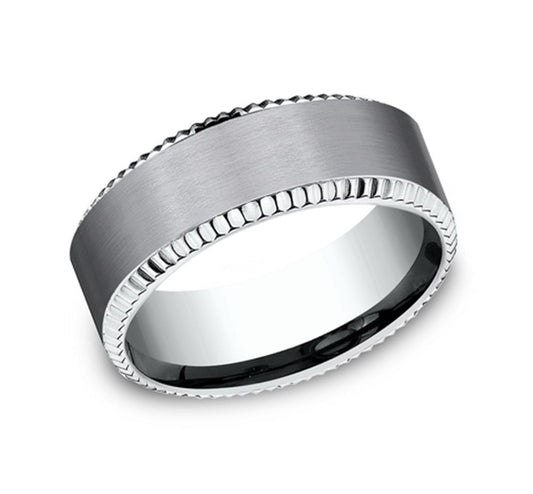 Smooth Center and Coin Beveled Edge | Tantalum and 14K White Gold