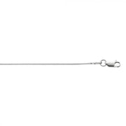 A close-up view of the delicate 0.9mm octagonal snake chain necklace from Royal Chain Group-Royal Chain, featuring a small lobster clasp on one end, displayed against a plain white background.
