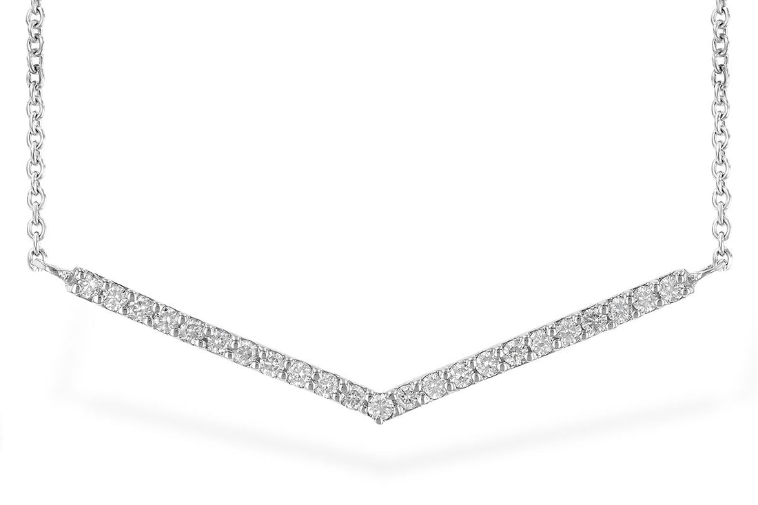 The Allison Kaufman 14K White Gold Diamond Necklace features a V-shaped diamond pendant on a fine chain, making it a perfect minimalist piece for everyday layering.
