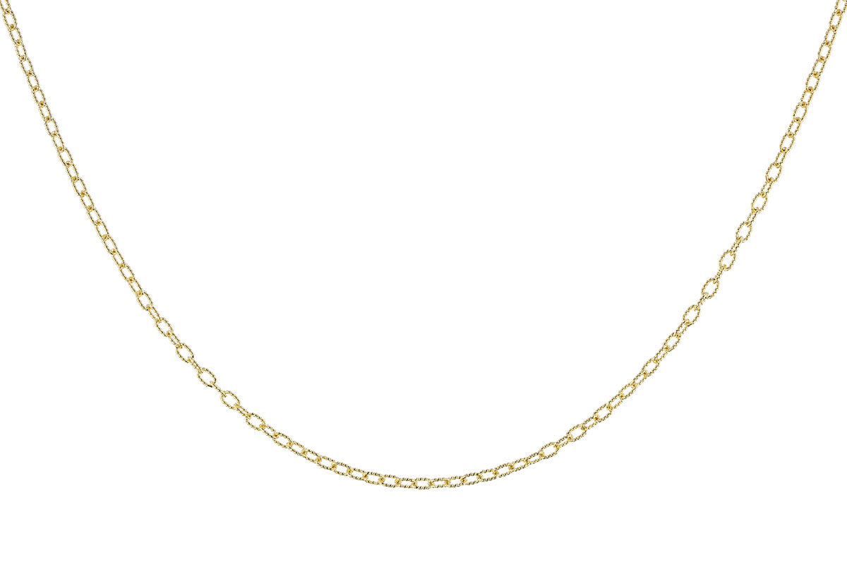 The Illusion Diamond Solitaire 14K Gold Necklace by Allison Kaufman features a delicate yellow gold chain with small, oval links in a simple, elegant design, shown against a white background.