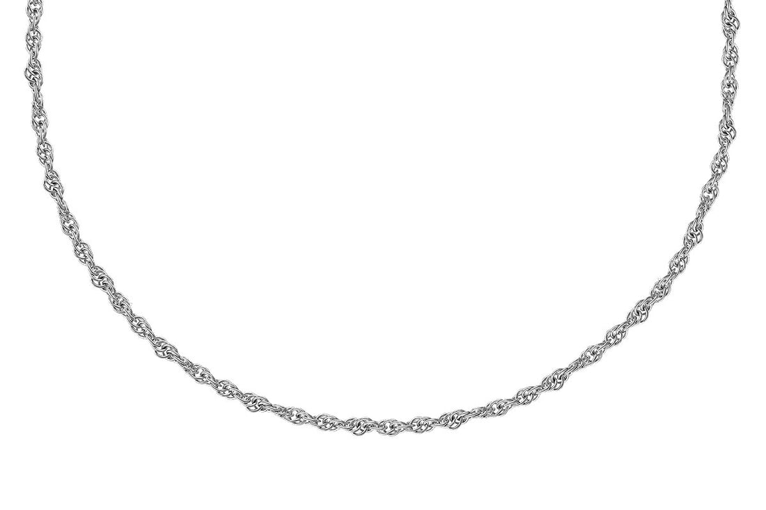 The 14K Gold Heartbeat Diamonds Necklace by Allison Kaufman, featuring intricate twisting links and crafted in 14K white gold, is displayed against a white background.