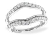 The Allison Kaufman 14K white gold ring guard features a gentle wave design and is set with round white diamonds totaling 0.61 carats, allowing it to nest seamlessly with other rings.