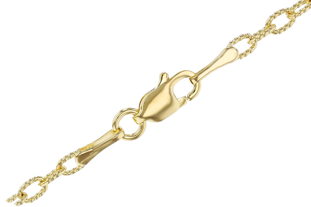 Close-up of the Allison Kaufman Illusion Diamond Solitaire Necklace in 14K gold, showcasing a lobster clasp, polished finish, and intricate link details against a white background.