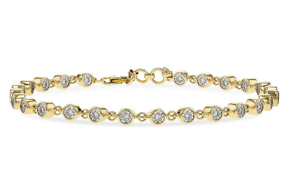 The Allison Kaufman 14K Yellow Gold Diamond Bracelet showcases round, bezel-set diamonds evenly spaced along the band and is finished with a secure clasp closure.