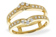 Two Allison Kaufman 14k yellow ring guard bands (.28TW) feature wavy designs, small round diamonds along the band, and three larger center diamonds, all displayed against a white background.