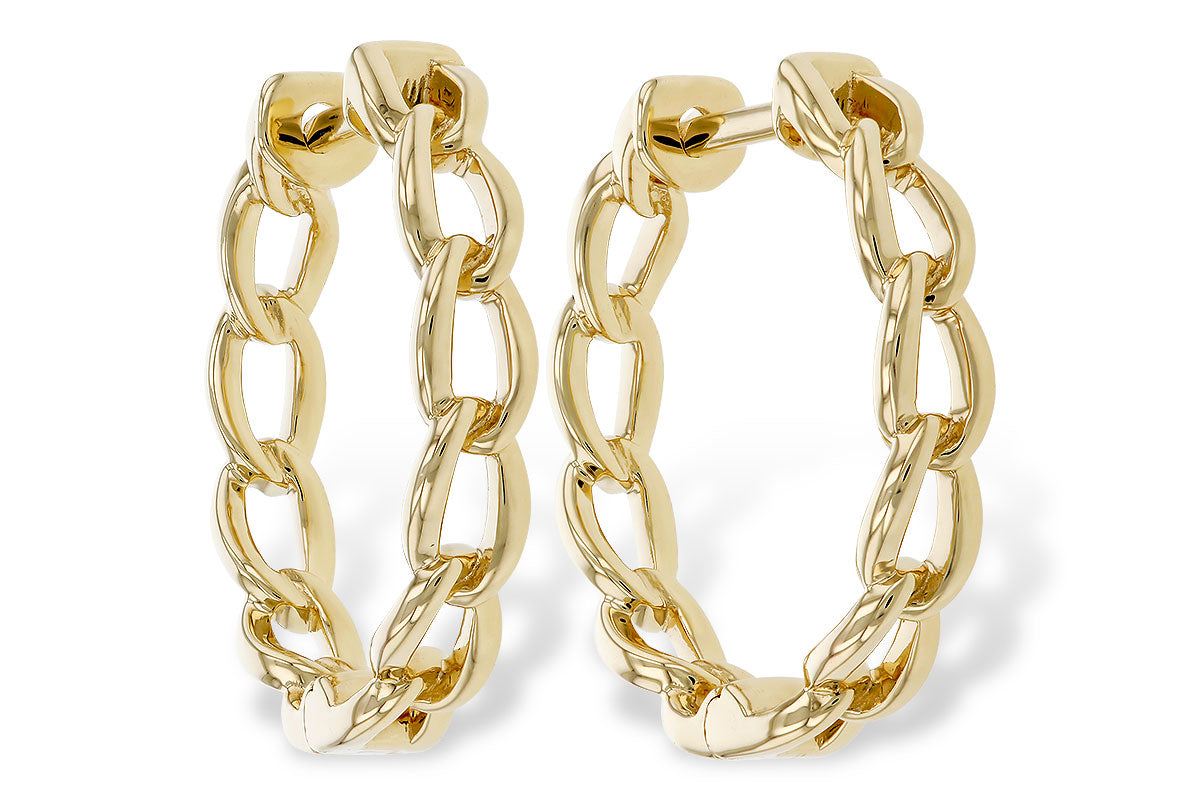 Elevate your everyday jewelry with Allison Kaufman's 14K Yellow Gold Hoop Earrings, featuring classic chain-link detailing and a sleek design perfect for any collection.
