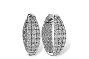 Allison Kaufman 14K White Gold Diamond Earrings, featuring three rows of brilliant-cut diamonds, are shown on a white background—a timeless fine jewelry piece.
