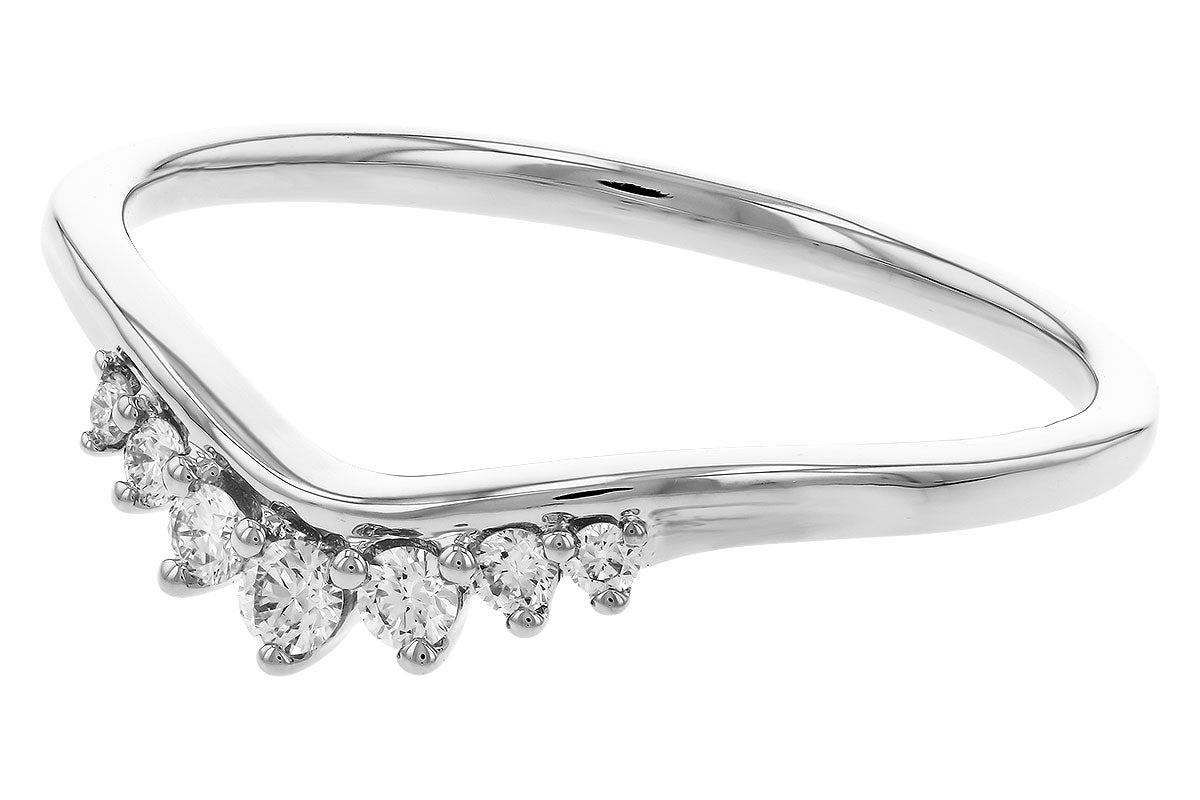 The Allison Kaufman 14k white ring enhancer features a curved band with a cluster of seven small round diamonds set along one side.