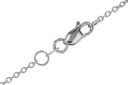 Close-up of the Allison Kaufman 14K White Gold Diamond Necklace, featuring a lobster clasp on round links, shown against a white background.