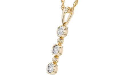 The Allison Kaufman 14k yellow 3 diamond drop pendant features three vertically aligned oval diamonds in gold bezels, linked by small gold connectors.