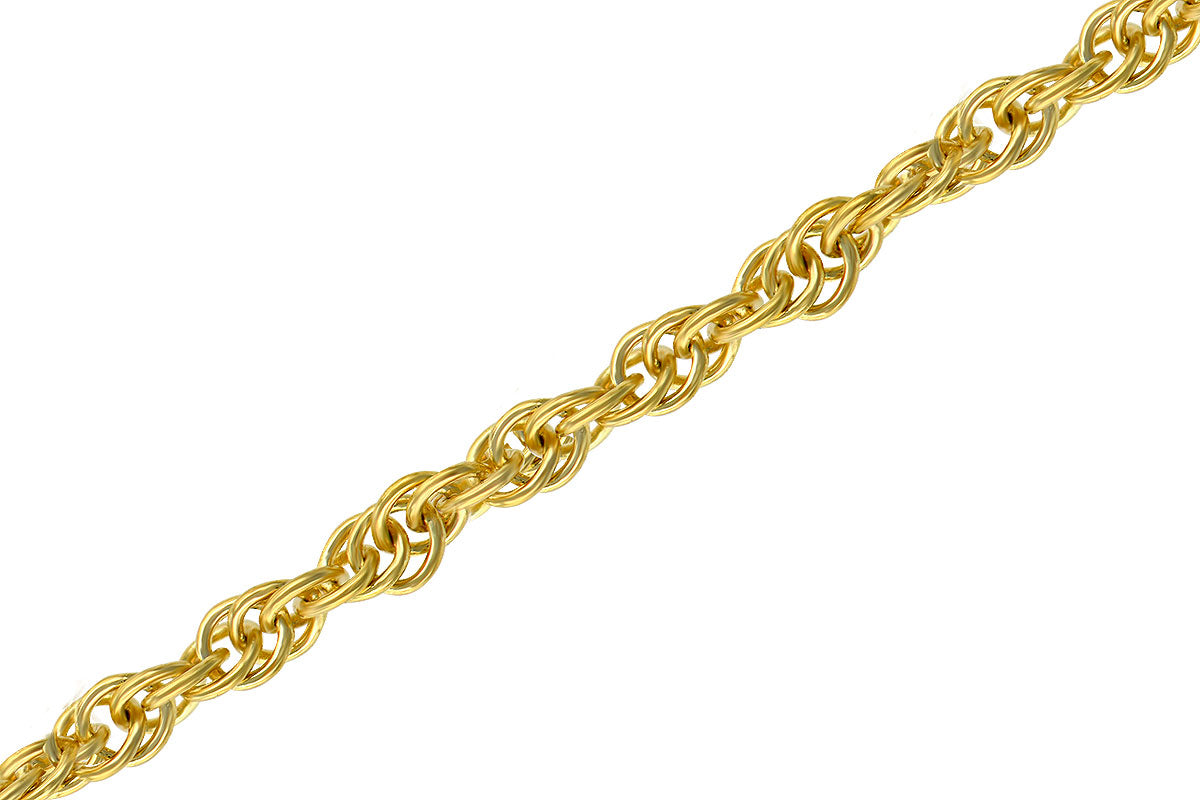 Close-up of the Allison Kaufman Diamond Baguette 14k Yellow Gold Necklace, featuring an elegant rope chain design with intricate, interwoven links set against a white background.