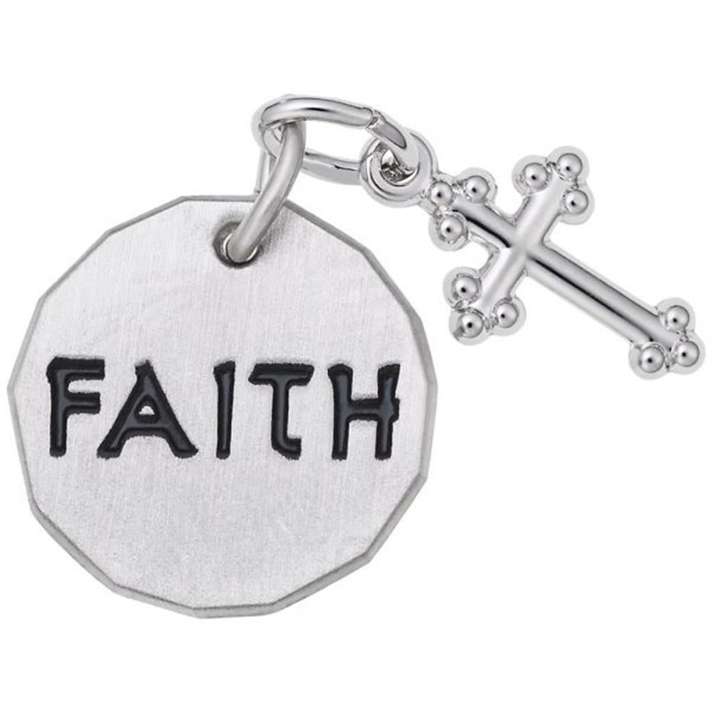 Faith Tag With Botonny Cross Charm / Sterling Silver