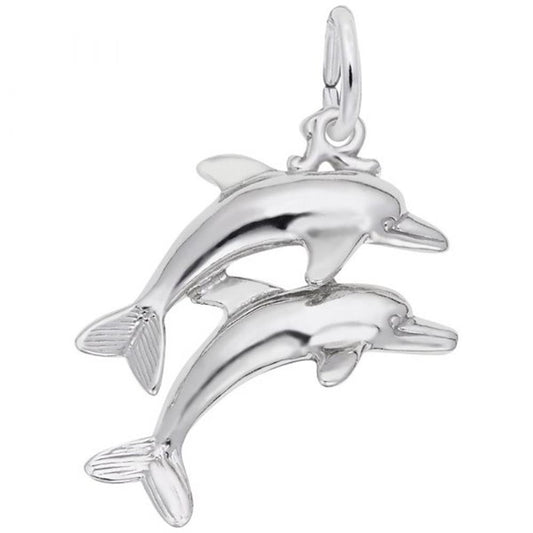 Two Dolphins Charm / Sterling Silver
