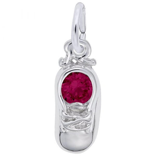Baby Shoe July Birthstone in Sterling Silver Charm