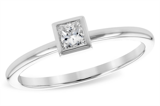 14K Solitaire Ring with Princess-Cut Diamond