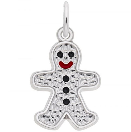 Gingerbread Man Charm / Sterling Silver