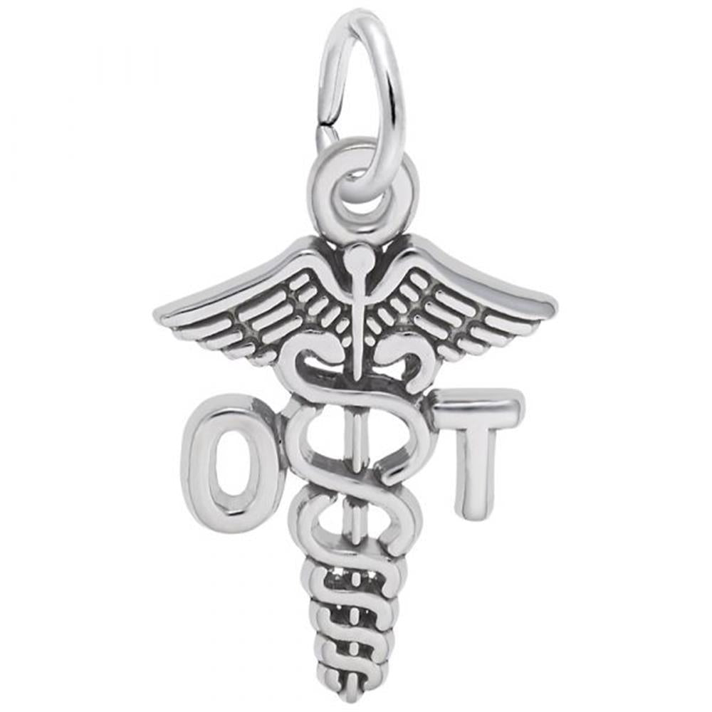 Occupational Therapist Caduceus Charm / Sterling Silver
