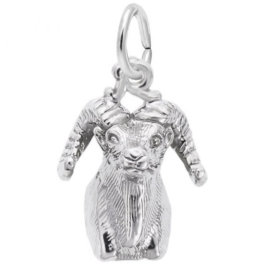 Big Horn Sheep Head Charm in Sterling Silver