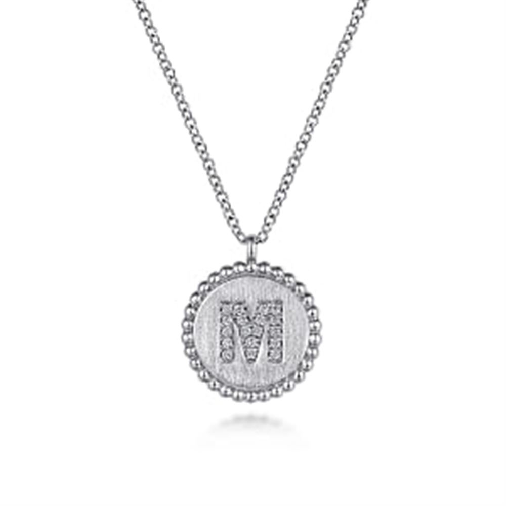 925 Sterling Silver Diamond Bujukan 
Initial M Necklace
Serial No: S