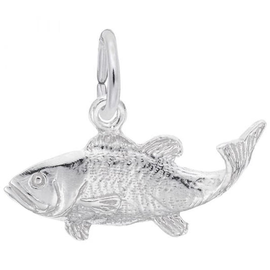 Bass Fish Charm in Sterling Silver