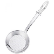 The Frying Pan Charm by Rembrandt Charms, crafted from sterling silver, is a valuable addition to your collection of jewelry. It features a detailed handle and an intricately designed pan bottom. The handle includes a small loop at the end for easy attachment to bracelets or necklaces. This exquisite piece is perfect for those who appreciate finely crafted charms with practical design elements.
