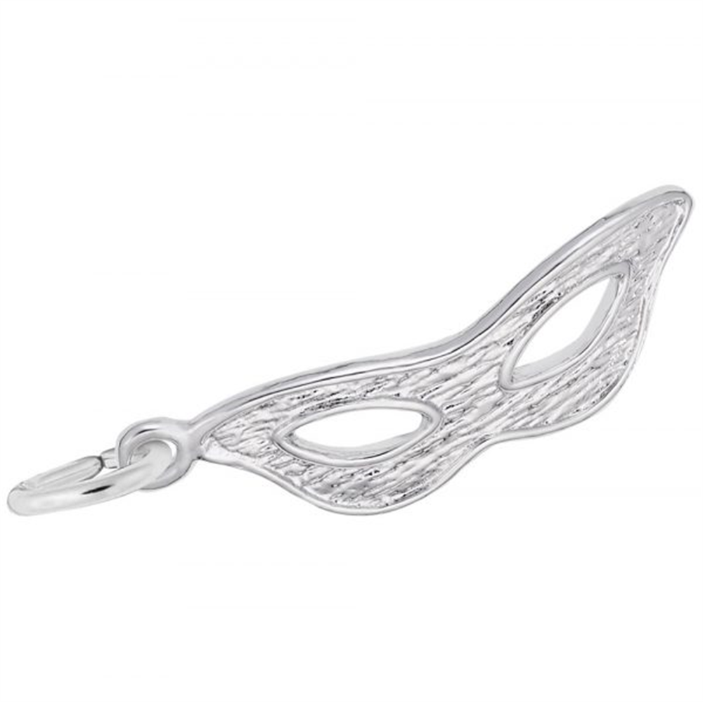 Add a touch of Mardi Gras flair to your jewelry collection with the Masquerade Mask Charm in sterling silver from Rembrandt Charms. This elegant charm features two eye holes and a beautifully textured surface, plus a small loop on the left for easy attachment to your favorite necklace or bracelet.