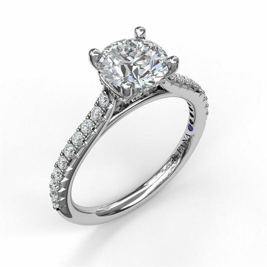 14K White Gold Delicate Classic Engagement Ring | FANA