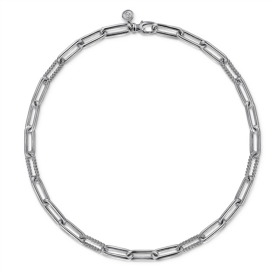 925 Sterling Silver Oval Link Chain 
Necklace with Bujukan Stations