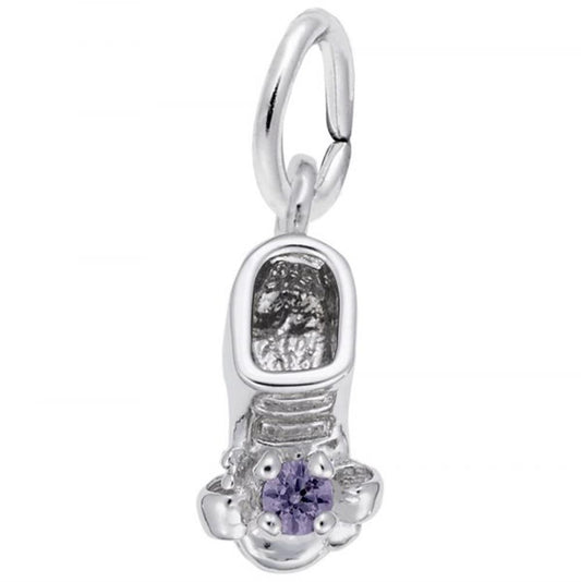 06 June Birthstone Baby Bootie Charm in Sterling Silver