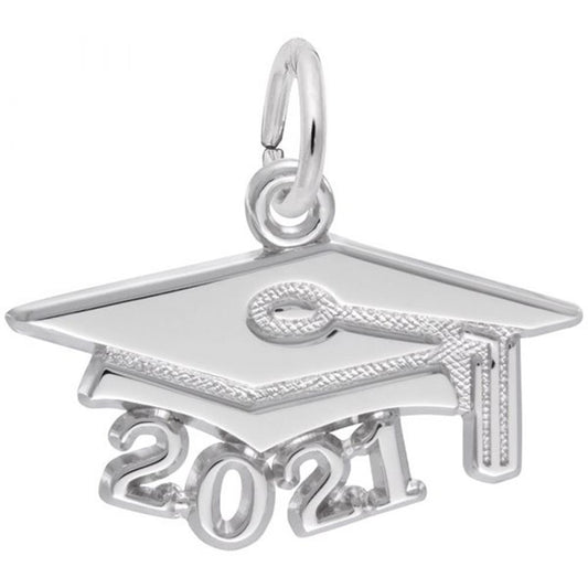 Large Grad Cap Charm / Sterling Silver
