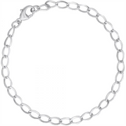 A Curb Link Classic Bracelet by Rembrandt Charms, crafted in sterling silver with a lobster clasp and elegantly displayed on a plain white background.