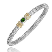 An exquisite Alwand Vahan Jewelry 3MM closed band bracelet, featuring a central 6x4 chrome diopside encased in an ornate gold setting, product number 23413DCD03.