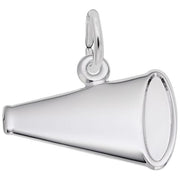 The Megaphone Charm / Sterling Silver by Rembrandt Charms boasts a smooth, shiny surface with a small loop at the narrow end for attaching to a chain or bracelet. This cone-shaped charm features the wider end representing the bell of the megaphone.
