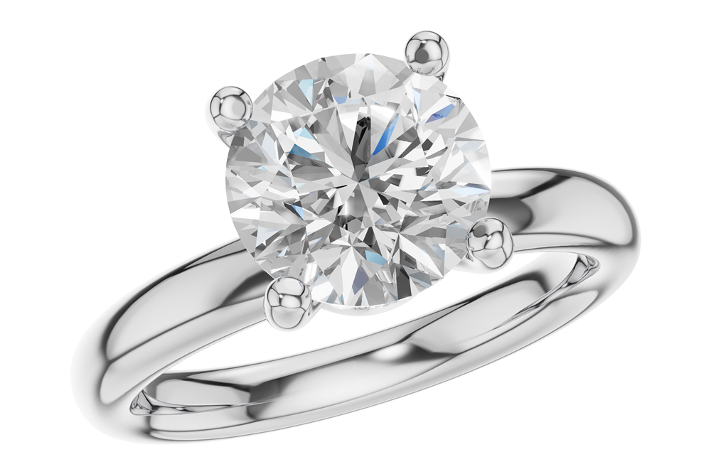 The Allison Kaufman L7946-W is a Ladies 14k white gold SEMI set engagement ring with a hidden basket halo, shown with a large round diamond on a white background.