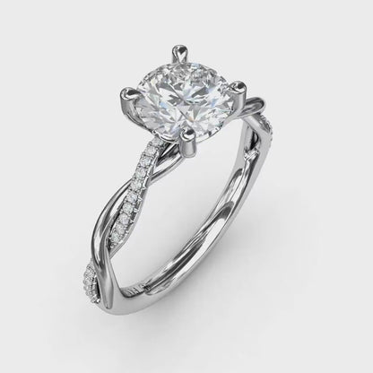 14K White Gold and Diamond Twist Engagement Ring | FANA