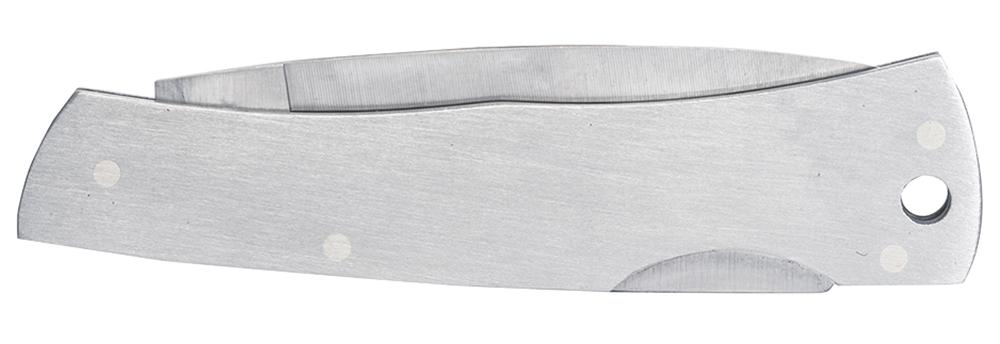 The Brushed Stainless Steel Executive Lockback Lanyard Hole by W.R. Case & Sons Cutlery Co. is a closed folding pocket knife with a brushed stainless steel finish and lockback lanyard hole, perfect for Case knife enthusiasts.