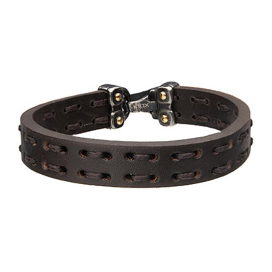 Men's Brown Leather Bracelet | INOX
