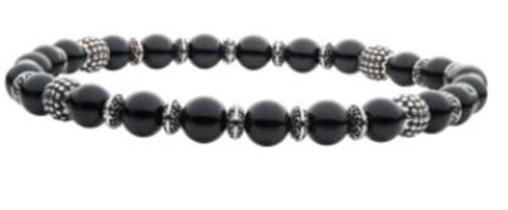 Black Agate Stones with Black Oxidiezed Beads Bracelet | INOX