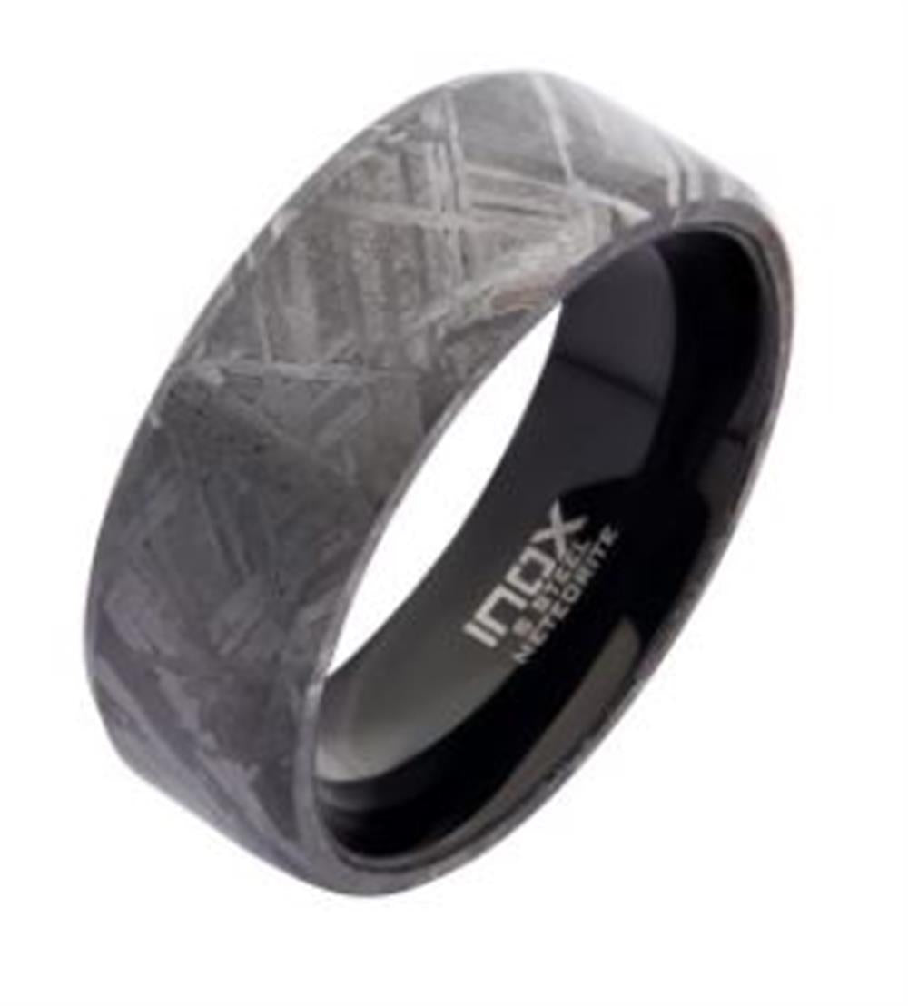 Men's Solid Meteorite Inlay Black Plated Ring. Size 10

Location 1 w